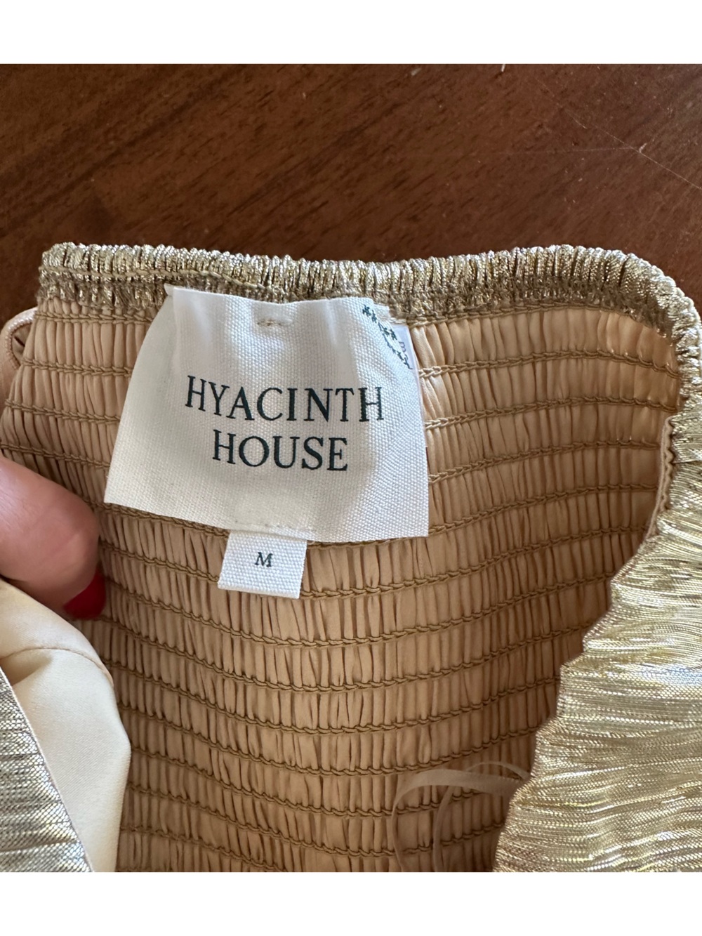 Hyacinth House Gold Plisse Iris Strapless Top - Picture 7 of 7